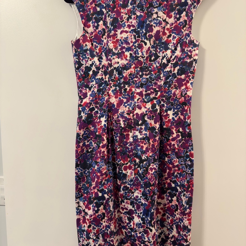 LK Bennett Pink and Blue Pleated Sheath Dress Wedding Guest